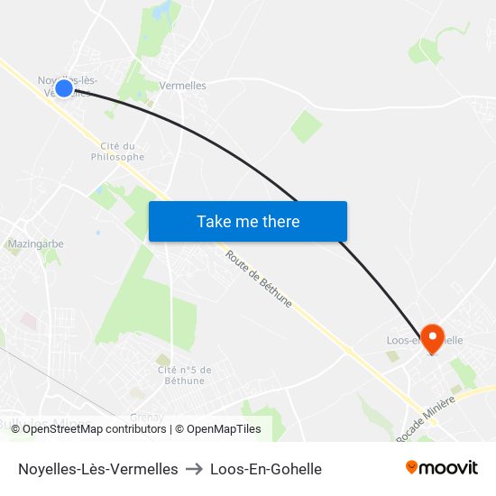 Noyelles-Lès-Vermelles to Loos-En-Gohelle map