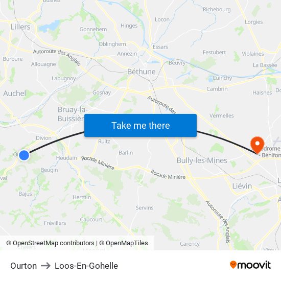 Ourton to Loos-En-Gohelle map