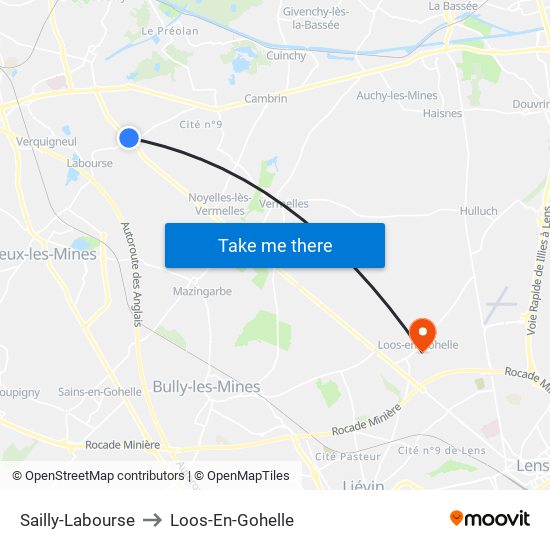 Sailly-Labourse to Loos-En-Gohelle map