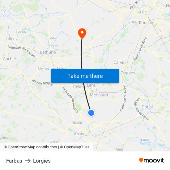 Farbus to Lorgies map