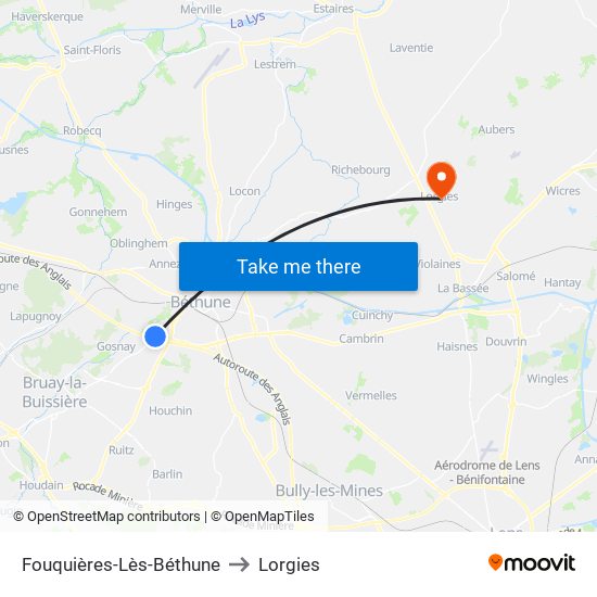 Fouquières-Lès-Béthune to Lorgies map