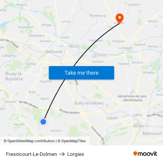 Fresnicourt-Le-Dolmen to Lorgies map