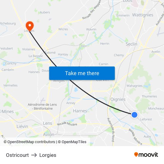 Ostricourt to Lorgies map