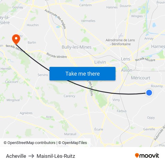 Acheville to Maisnil-Lès-Ruitz map