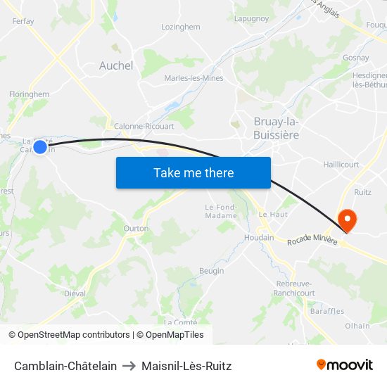 Camblain-Châtelain to Maisnil-Lès-Ruitz map