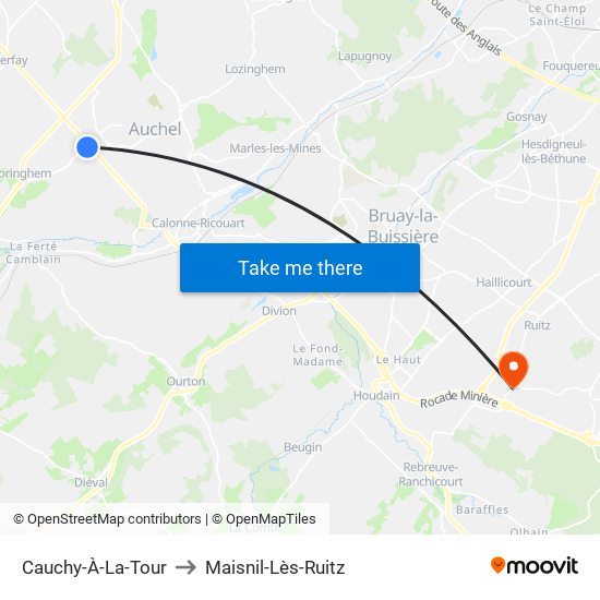 Cauchy-À-La-Tour to Maisnil-Lès-Ruitz map