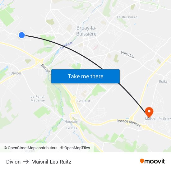 Divion to Maisnil-Lès-Ruitz map