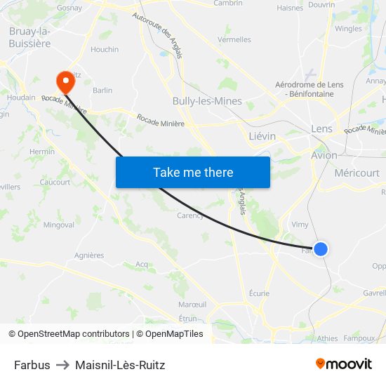 Farbus to Maisnil-Lès-Ruitz map