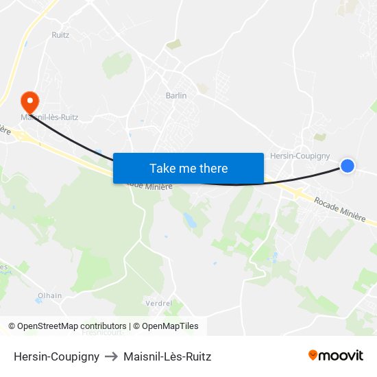 Hersin-Coupigny to Maisnil-Lès-Ruitz map