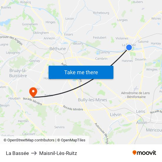 La Bassée to Maisnil-Lès-Ruitz map