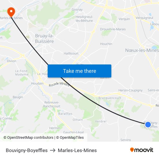 Bouvigny-Boyeffles to Marles-Les-Mines map