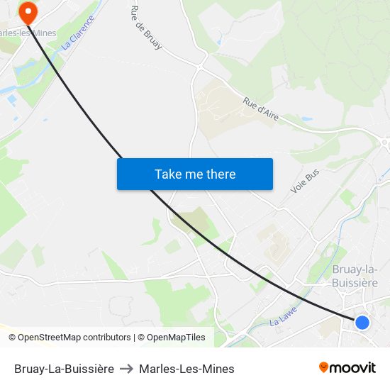 Bruay-La-Buissière to Marles-Les-Mines map