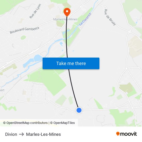 Divion to Marles-Les-Mines map