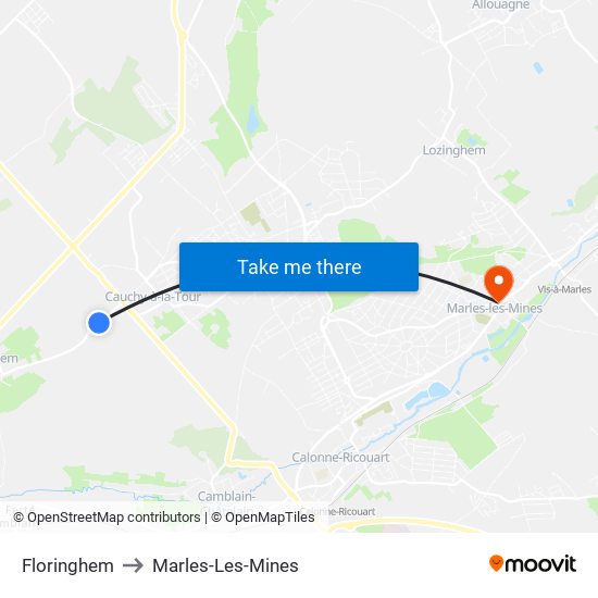 Floringhem to Marles-Les-Mines map