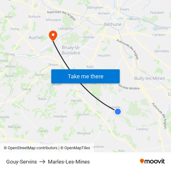 Gouy-Servins to Marles-Les-Mines map