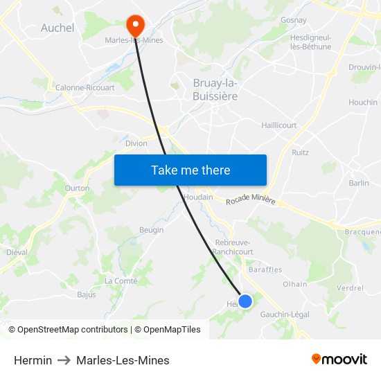 Hermin to Marles-Les-Mines map