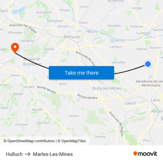 Hulluch to Marles-Les-Mines map