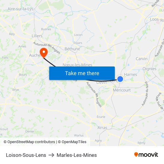 Loison-Sous-Lens to Marles-Les-Mines map