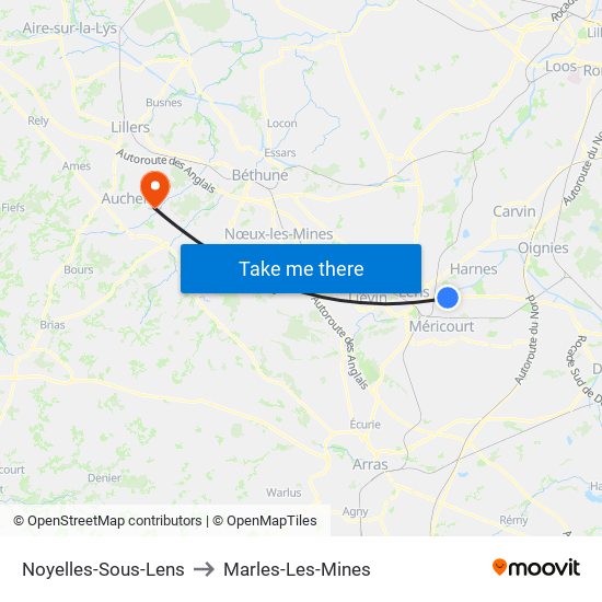 Noyelles-Sous-Lens to Marles-Les-Mines map