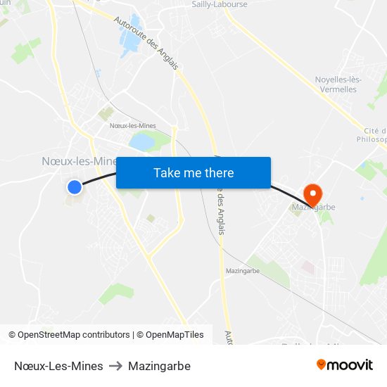 Nœux-Les-Mines to Mazingarbe map