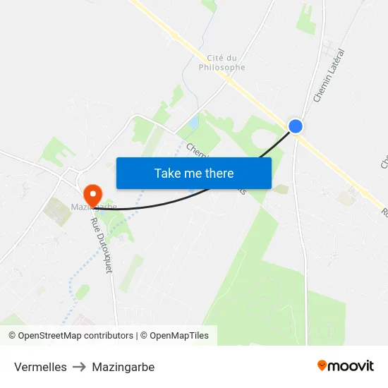 Vermelles to Mazingarbe map