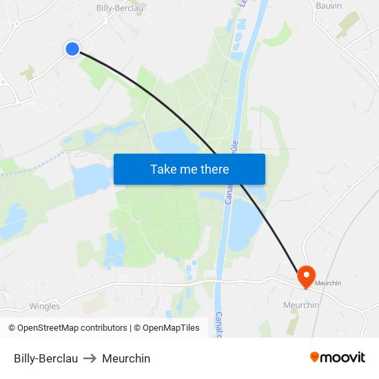 Billy-Berclau to Meurchin map