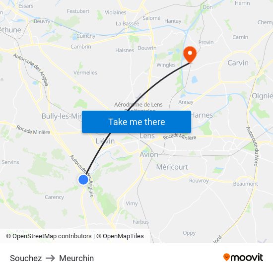 Souchez to Meurchin map