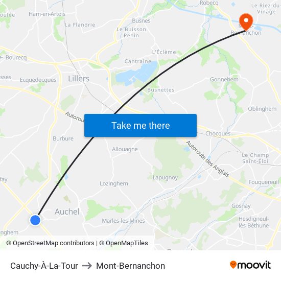 Cauchy-À-La-Tour to Mont-Bernanchon map