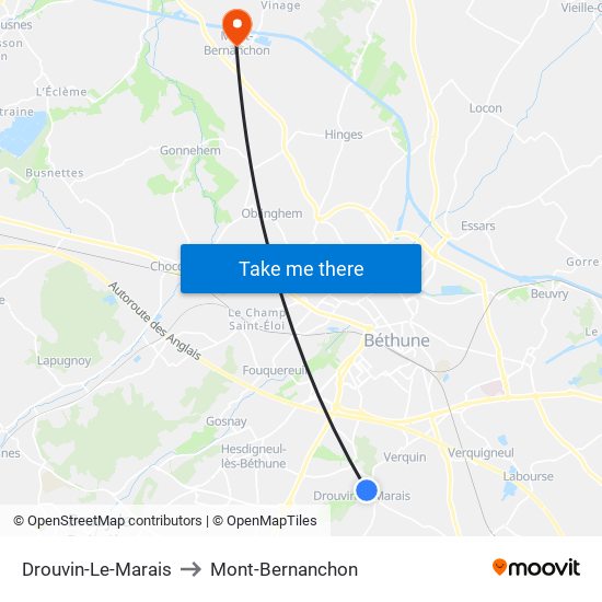 Drouvin-Le-Marais to Mont-Bernanchon map