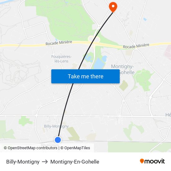 Billy-Montigny to Montigny-En-Gohelle map