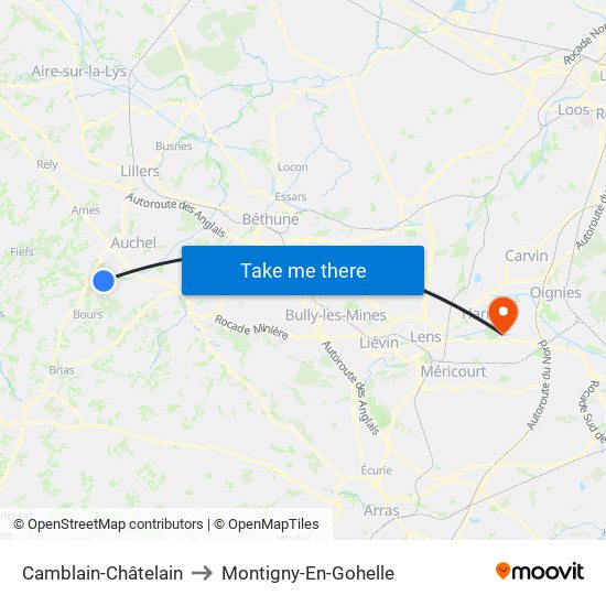 Camblain-Châtelain to Montigny-En-Gohelle map