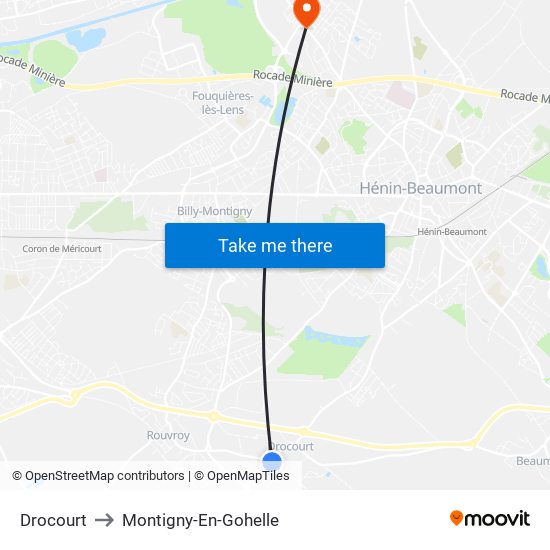 Drocourt to Montigny-En-Gohelle map