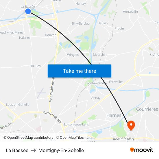 La Bassée to Montigny-En-Gohelle map