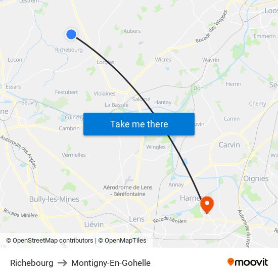 Richebourg to Montigny-En-Gohelle map