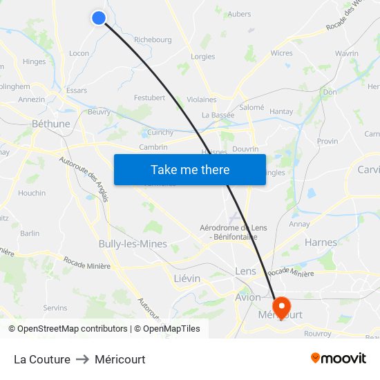 La Couture to Méricourt map