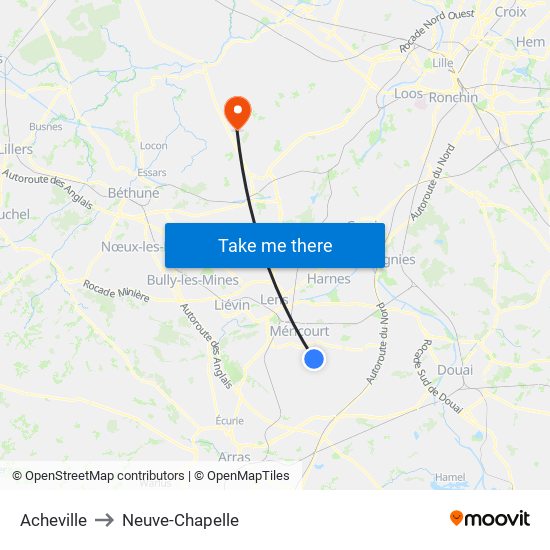 Acheville to Neuve-Chapelle map