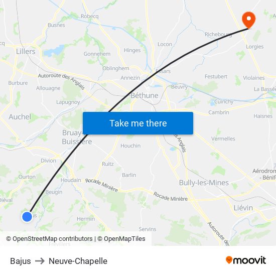 Bajus to Neuve-Chapelle map