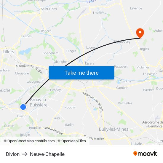 Divion to Neuve-Chapelle map