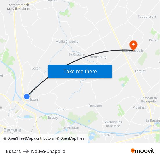 Essars to Neuve-Chapelle map