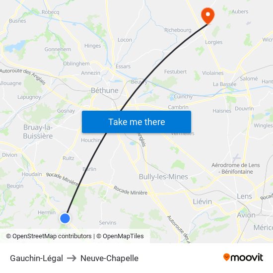 Gauchin-Légal to Neuve-Chapelle map