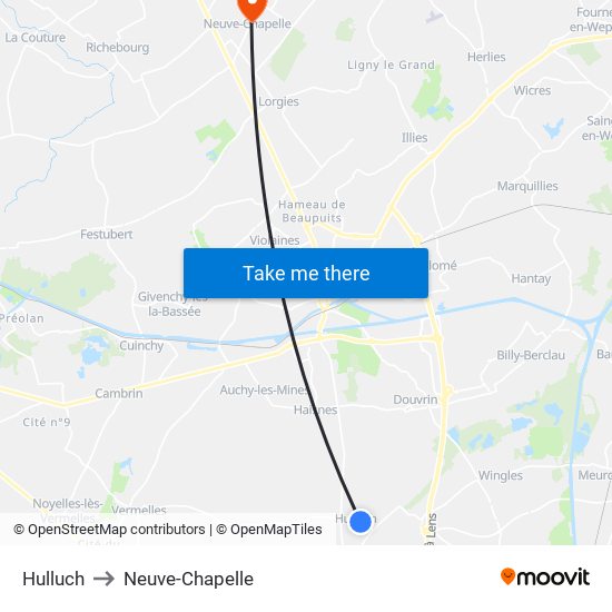 Hulluch to Neuve-Chapelle map