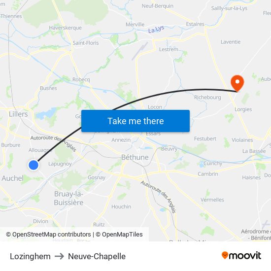 Lozinghem to Neuve-Chapelle map