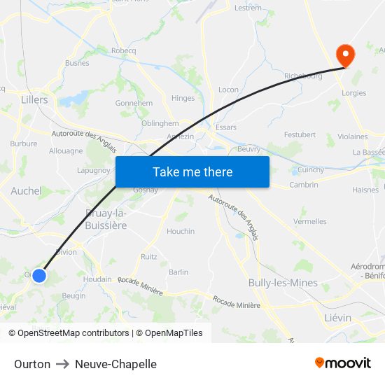 Ourton to Neuve-Chapelle map