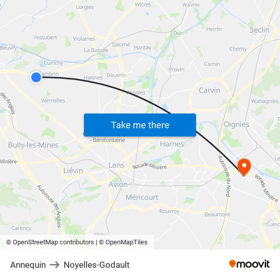 Annequin to Noyelles-Godault map