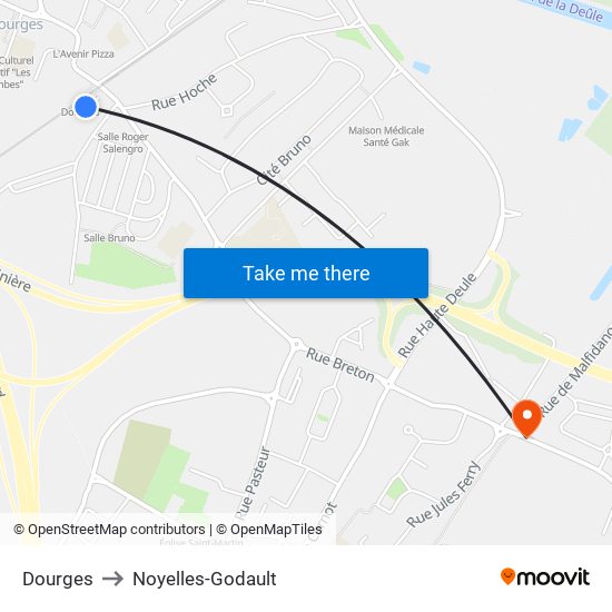 Dourges to Noyelles-Godault map