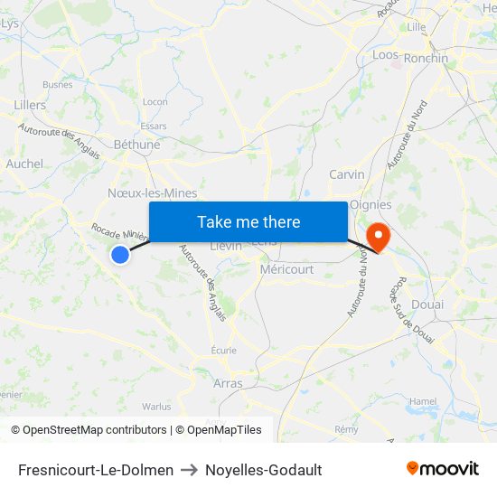 Fresnicourt-Le-Dolmen to Noyelles-Godault map