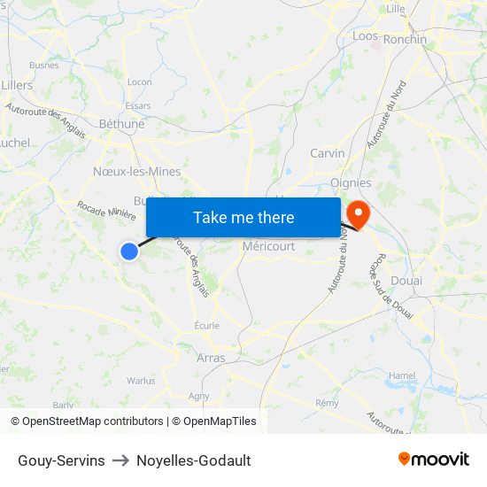 Gouy-Servins to Noyelles-Godault map