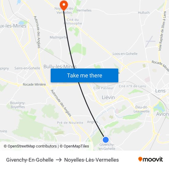 Givenchy-En-Gohelle to Noyelles-Lès-Vermelles map