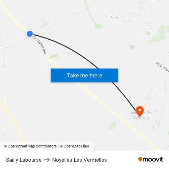 Sailly-Labourse to Noyelles-Lès-Vermelles map