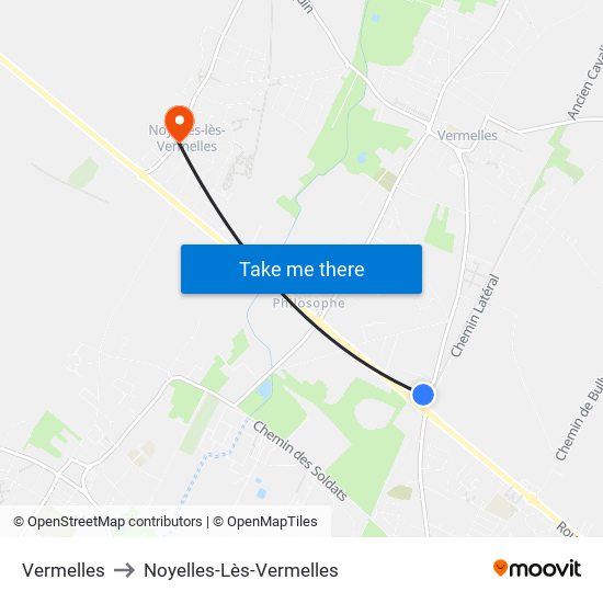 Vermelles to Noyelles-Lès-Vermelles map